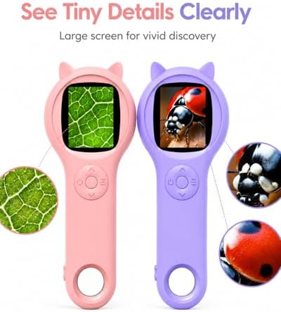 Pink and Purple Microscope for Kids-200X Portable Digital Mini Microscope- Your Little Scientist Miniscope - STEM Toy for Age 5 6 7 8 9 10 11 12 Years Old Toddlers. - Image 4