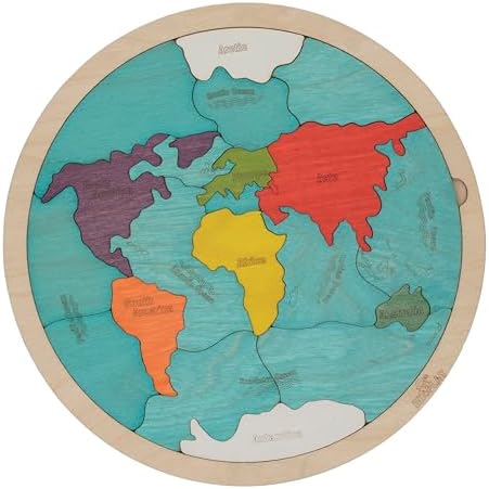 7 Continents & 5 Oceans of the Earth Wooden Jigsaw Puzzle for Kids | 21 Puzzle Pieces | Learning & Educational Toy Gift for Boys & Girls Ages 4 Years and Above by EKOPLAY