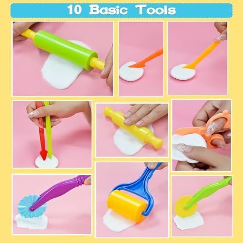 LCY WEDSHI Dough Tool Set, 22 Pcs Dough Tools Sets for Kids Ages 4-8, Dough Accessories Includes Cutters Roller, Rolling Pins, Safety Scissors, Plastic Knife, Animal Shapes Cutters - Image 3