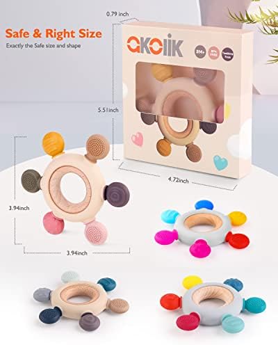 akolik Baby Teething Toys,Teething Relief Teethers Toy for Babies 0-3-6-9-12 Months Old Boys Girls BPA Free Baby Chew Toys Infant Toys Newborn Accessories - Image 6