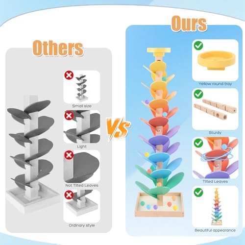 Wooden Marble Run for Kids 4-8 Music Tree Montessori Color Sorting Toys 3-5 - Image 4