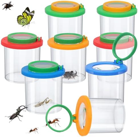 Coopay 8 Pieces Magnifying Insect Box Bug Viewer Critter Insect Cage Bug Magnifier Container Bug Catcher Cage Bug Jar Collecting Kit for Children, Kids Science Nature Exploration Tools by Coopay