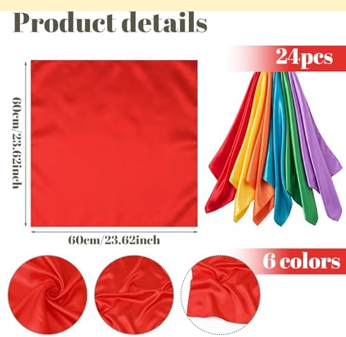 Sosation 24 Pcs Sensory Play Scarves Silk 24" Multicolor Dance Music Scarf - Image 2