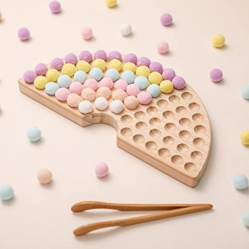 ibwaae Wooden Peg Board Beads Game Color Sorting Toys Counting Matching Game Bead Counting Fine Motor Skill Montessori Toys for Toddlers (Macaron Color) - Image 2