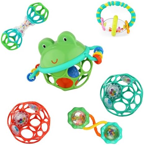 Bright Starts Little Shakers 6pc Gift Set, Easy-Grasp Oball Technology, Baby Rattles, Balls and Teethers, On-The-Go Toys, Lightweight, Unisex, Newborn+ by BrightStarts