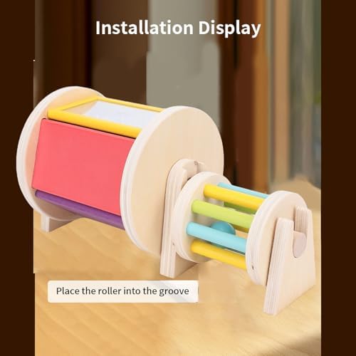 Wooden Rotating Sensory Toy with 5 Vibrant Colors for Tummy Time Fine Motor Skills Early Education Beech Wood - Image 5