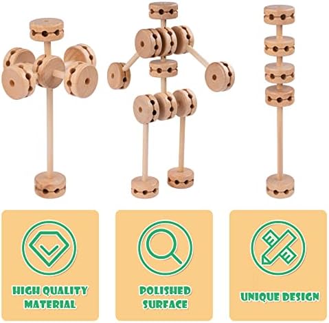Wooden Building Blocks 60PCS Montessori STEM Toy for Kids 6+, Natural Wood Splicing Joints and Sticks Educational Sensory Tinker Creative 3D Playset Stacking Game - Image 5