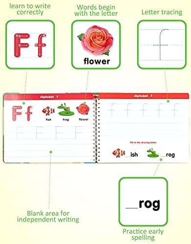 Coogam Learn to Write Workbook, Numbers Letters Practicing Book, ABC Alphabet Sight Words Handwriting Educational Montessori Toy for Home Classroom Kindergarten Preschool Kids - Image 2