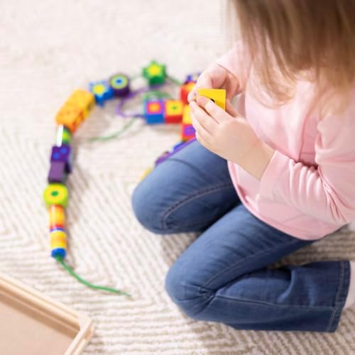 Melissa & Doug Deluxe Wooden Lacing Beads - Educational Activity with 27 Beads and 2 Laces - Image 6