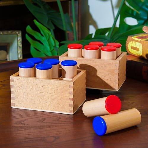 Montessori Sound Cylinders Beechwood, Solid Wood Sound Boxes Montessori Toys for Toddlers & Kids, Sensory Materials for Auditory Development, Wooden Preschool Homeschool Learning Toys Ages 3 4 5 6 by PENEPICO-SIMPLELIFE