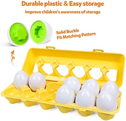 Montessori Geometric Eggs,12 pcs Set Color & Shape Egg Puzzle Toys Matching Eggs for Toddlers,Preschool Educational Sorting Game Fine Motor Toy Easter Gifts for Kids Boys Girls - Image 5