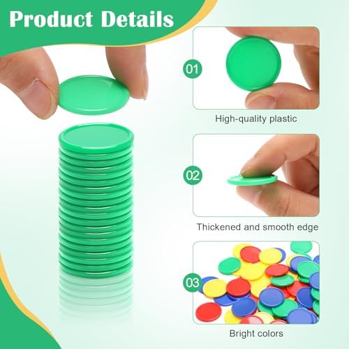 Luxiv 200Pcs Plastic Learning Counters with Storage Box, 4 Colors Bingo Chips 1 Inches Poker Chips Educational Counting Math Counters Manipulatives Round Game Chips Plastic Counters - Image 3