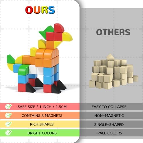 Hiwawind 84pcs Magnetic Blocks,Toys for 3 Year Old Boys & Girls, Sensory Toys for Kids with Autism, STEM Preschool Montessori Toys for Toddlers 3-5, Christmas Toys Birthday Gifts for Grandkids - Image 4