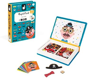 Janod - Magnetibook 83 Pc Magnetic Boy Crazy Face Dress Up Game - Decorating Fridge with Magnetic Letters - Enhances Creativity and Learning - Boosts Self-Confidence - Portable and Easy Storage - Image 2
