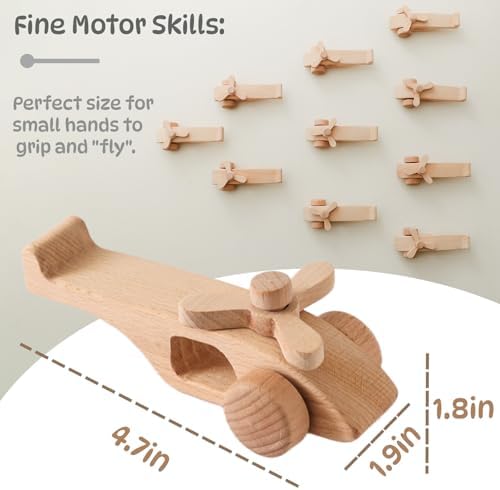 Wooden Airplane Toy with Spinning Propellers for Ages 3+ Years - Montessori-Inspired Wooden Toys Perfect as a Gift for Toddlers - Image 6