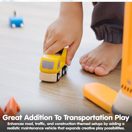 PlanToys® Highway Maintenance Wooden Montessori Vehicle Imaginative Kids Set - Image 6