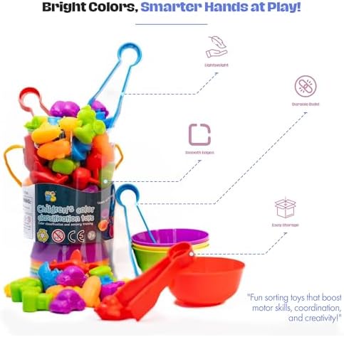Montessori Sorting Toy for Toddlers– Fine Motor Skills, Sensory Bin & Preschool Learning Toys, Color Sorting Toys for Kids 3-5 Years, Learning Activities and Early Educational Toy - Image 5