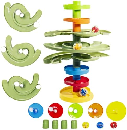 WEofferwhatYOUwant 2-Way Ball Drop – Montessori STEM Ball Tower Toy for Toddlers 9M+ | Dual Ramp Design, Expandable Green Tracks, Large Rattle Balls, Easy Assembly, BPA-Free Safe Plastic by WEofferwhatYOUwant-yourdedicatedteamcommittedtowhatYOUwant