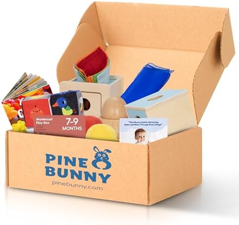 Pine Bunny Montessori Wooden 10-in-1 Toy Set for 7+ Months, Object Permanence Box, Egg and Cup, Tissue Box, Fabric Blocks, Scarf, Educational Learning Sensory Development Fine Motor Skills Baby Toys - Image 7