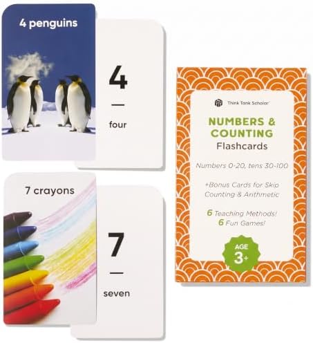 Award-Winning Numbers & Counting Flash Cards for Kids Ages 3-8 – Learn Counting 0-100, Number Recognition & Basic Math – 36 Durable Cards with Real Images for Preschool to Kindergarten by ThinkTankScholar