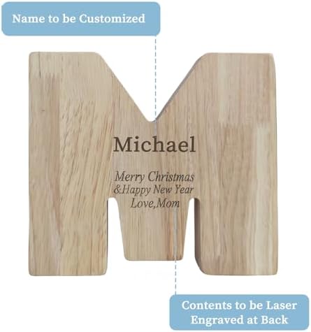 Wooden Letter Piggy Bank for Kids Boys Girls,Personalized Piggy Bank (Laser Engraving),A-Z Letters Coin Bank Money Box Customized Name, for Family Christmas Birthday Gift (M) - Image 2