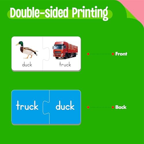 Rhyming Puzzles, 26 Groups Rhyming Word Cards Phonics Matching Game Self-Correcting Puzzle Early Childhood Learning Card for Kindergarten Preschool - Image 3