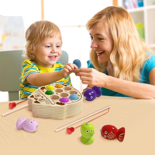 Wooden Magnetic Fishing Game for Toddlers 1-3, Montessori Sensory Busy Board Fine Motor Skills Toys for 1 2 3 Years Old Boys Girls - Image 6