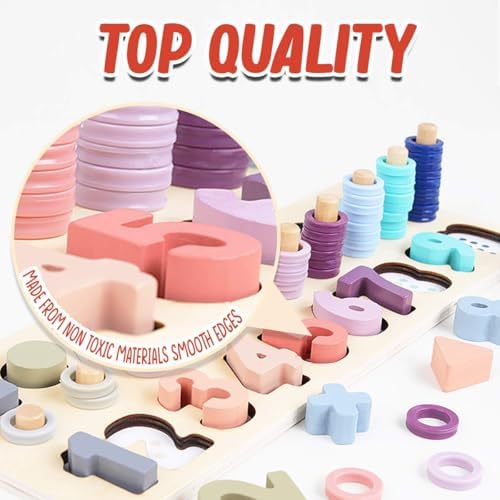 Educational Montessori Toys Wooden Puzzles Blocks Number Stacking - Image 4