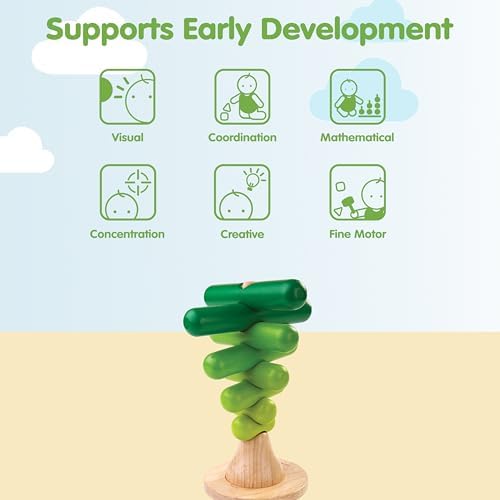 PlanToys® Montessori Wooden Tree Stacking Toy, Color Sorting Kids Playset - Image 4