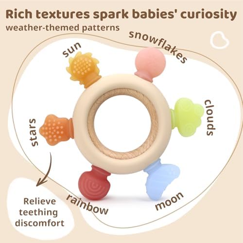 Baby Teething Rattle Toy, 3-in-1 Silicone Teether, Infant Sensory Toys - Image 6