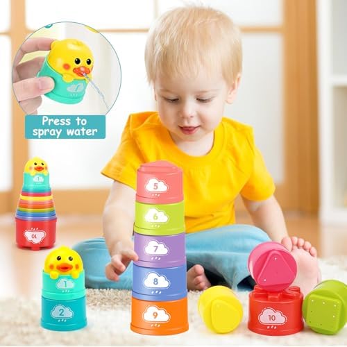 Qirptey Montessori Baby Toy,Stacking Cups Blocks Sensory Bin Teething Toys - Image 3