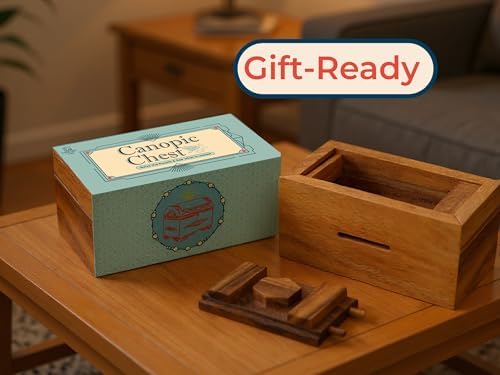 BSIRI Canopic Chest Challenging Brain Teaser Wooden Mind Puzzles and Use as Money Stash Jewelry 3D Puzzle Lock Box Gift Card Money Puzzle for Cash Gift - Image 5
