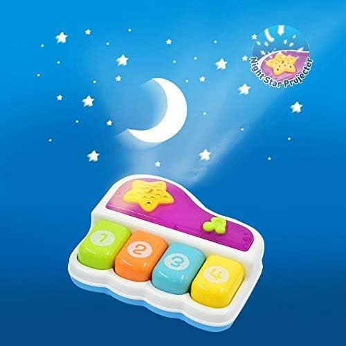 WEofferwhatYOUwant Baby Piano – Interactive Musical Toy for Babies 6+ Months with Lights Lullabies and 4 Play Modes, BPA-Free Portable Keyboard with Auto Shutoff Night Star Projector Gift for Toddlers - Image 2