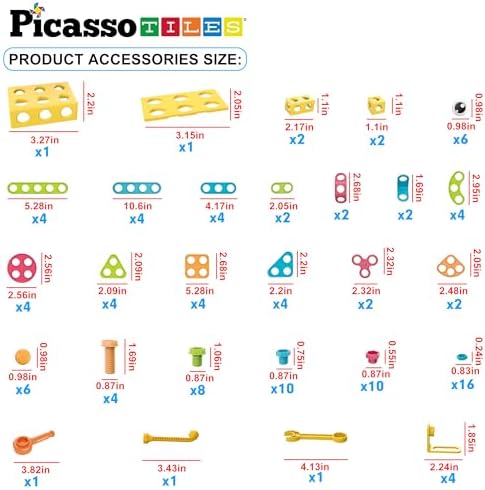 PicassoTiles 115 Piece Building Blocks Set Kids STEM Toy Construction Engineering Sensory Toys Kit Block Children Early Education Playset with FREE IdeaBook, Clickable Ratchet Age 3+ Boys Girls PTN115 - Image 3
