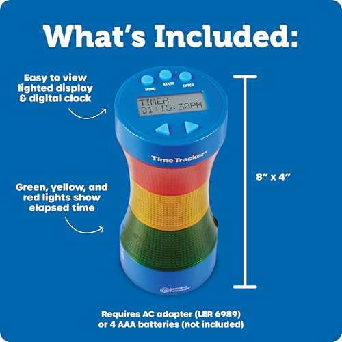 Learning Resources Time Tracker Visual Timer & Clock - 1 Piece, Classroom Tracker, Alarm Clock, Light Up Timer for Classroom, Visual Tracker - Image 6