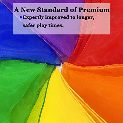 Lolakee Dance Scarves for Kids 12 Pcs - Upgraded Play Scarves for Babies, Toddlers, Children - Movement Square Juggling Silk Music Dancing Scarf - Rhythm Band Pro (6 Colors, 24" x 24") (Pack of 2) - Image 2