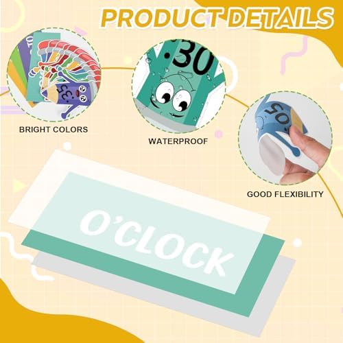 Clock Numbers Bulletin Board Kits,Pencil Telling Time Teaching Clock for Kids Labels, Learning to Tell Time Cutouts for Elementary Math Classroom Must Haves (Pencil) - Image 3