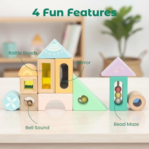 Fun with Sounds Wooden Discovery Blocks for Toddlers with Acoustic Sounds, Toddler Toys for Preschool Learning Activities (Green) - Image 3