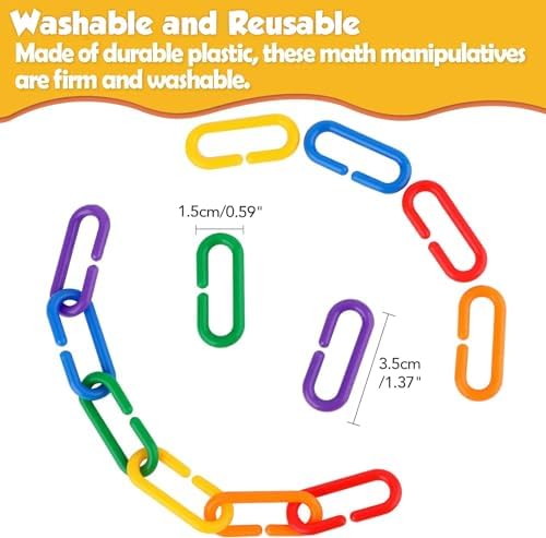 Aizweb 240pcs C-Clips Hooks Plastic Chain Links - Counting & Linking Activity Kit, Sensory Toys for Toddlers, Develops Kid's Fine Motor and Color Recognition & Sorting Skills,Educational Learning Toys - Image 5