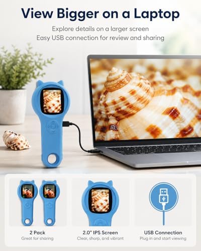 2Pcs Blue Microscope for Kids-200X Portable Digital Mini Microscope- Your Little Scientist Miniscope - STEM Toy for Age 5 6 7 8 9 10 11 12 Years Old Toddlers. - Image 4