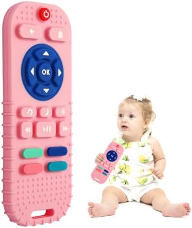 Hooku Silicone Teething Toys for Babies 0-6 Months, Teethers for Babies 6-12 Months, Remote Teether for Baby, Sensory Toys for Babies, Baby Chew Toys by Hooku