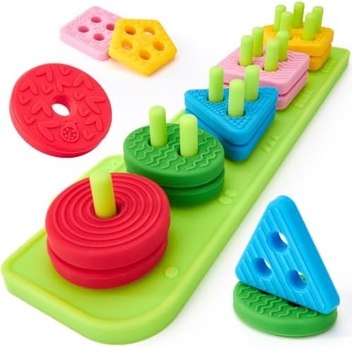 hahaland Silicone Sorting & Stacking Toys - Montessori Toys for 1 Year Old by hahaland