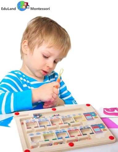 Montessori Practical Life/Science/Math Magnetic Colors Numbers 1-10 Maze Moving Magnet Beads Train Carriages Classroom Game Puzzles Counting Matching Montessori Toys for Boys Girls 3 4 5 6 7 Years Old - Image 3