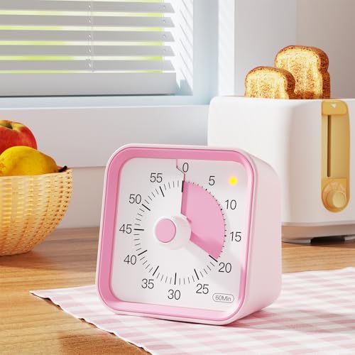 Visual Timer for Kids, Cute Timer with Pause Function, Pink - Image 2