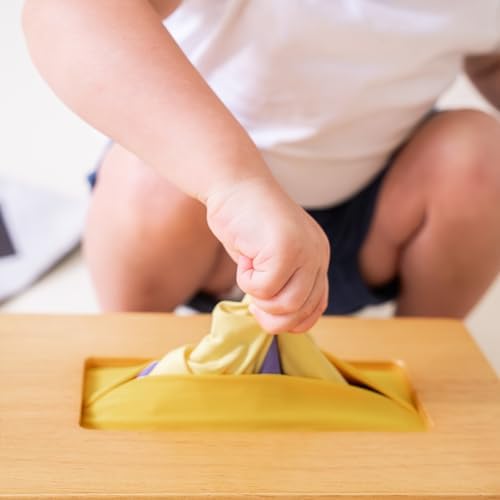 Sensory Tissue Box Toy for Babies 6-12 Months - Montessori Baby Tissue Box with Crinkle Paper, Natural Wooden Toy for Infants - Image 6