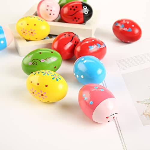 12Pcs Wooden Egg Shakers Hand Musical Maracas Percussion Instruments - Image 4
