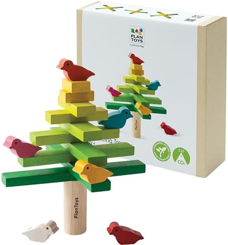 PlanToys® Wooden Balancing Tree Game | Montessori Stacking Toy with Birds for Fine Motor Skills & Coordination | Educational Game for Toddlers, Preschool Kids & Family Play by PlanToys
