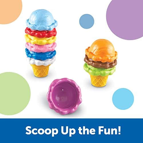 Learning Resources Smart Snacks Rainbow Color Cones - Ice Cream Toy Scoop, Sensory Play Food, Fine Motor for Toddlers, Color Sorting and Stacking , Montessori Kitchen, Preschool Activities - Image 3