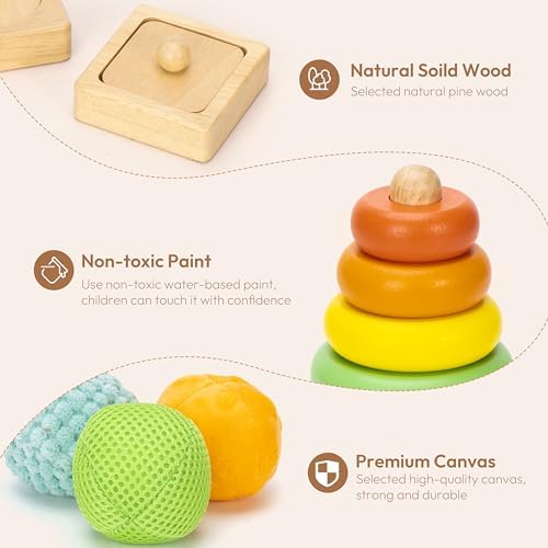Woodtoe Montessori Toys for 1+ Year Old, Wooden Baby Learning Toys, Object Permanence Box, Color Sorting Sensory Toy, Fine Motor Skills Game, Educational Birthday Toys for Boy Girl 1 2 3 Year Old - Image 6