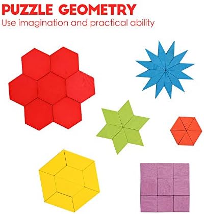 JCREN Wooden Pattern Blocks Montessori Toys Shape Puzzles Kindergarten Classic Educational Tangram Geometric Brain Teaser Toys Best STEM for Kids Ages 4-8 with 24 Pcs Cards (Pack of 2) - Image 4